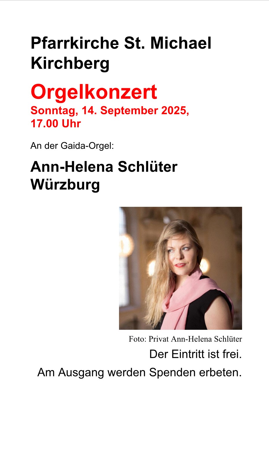 Orgelkonzert mit Ann-Helena Schlüter