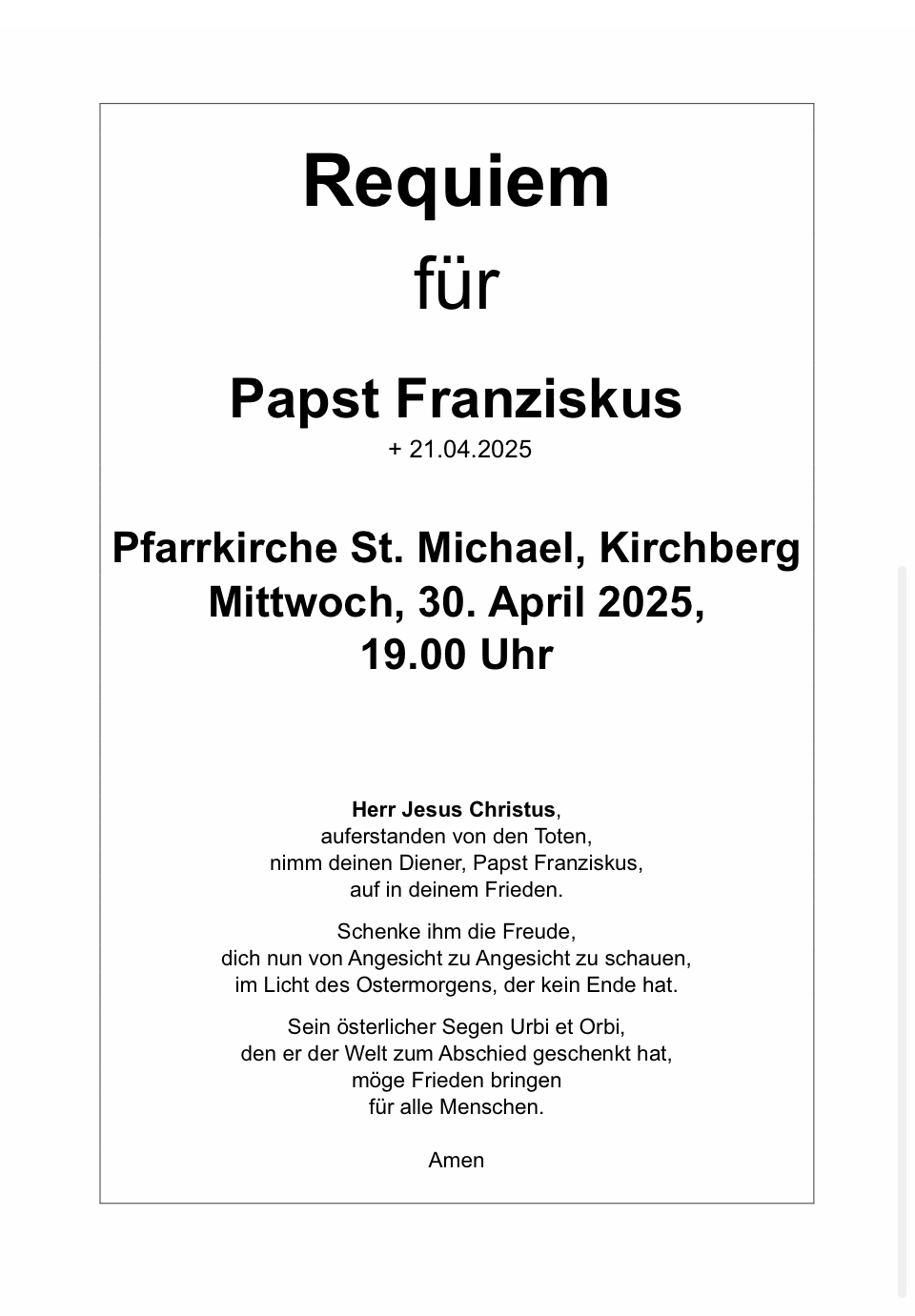 Requiem Papst Franziskus